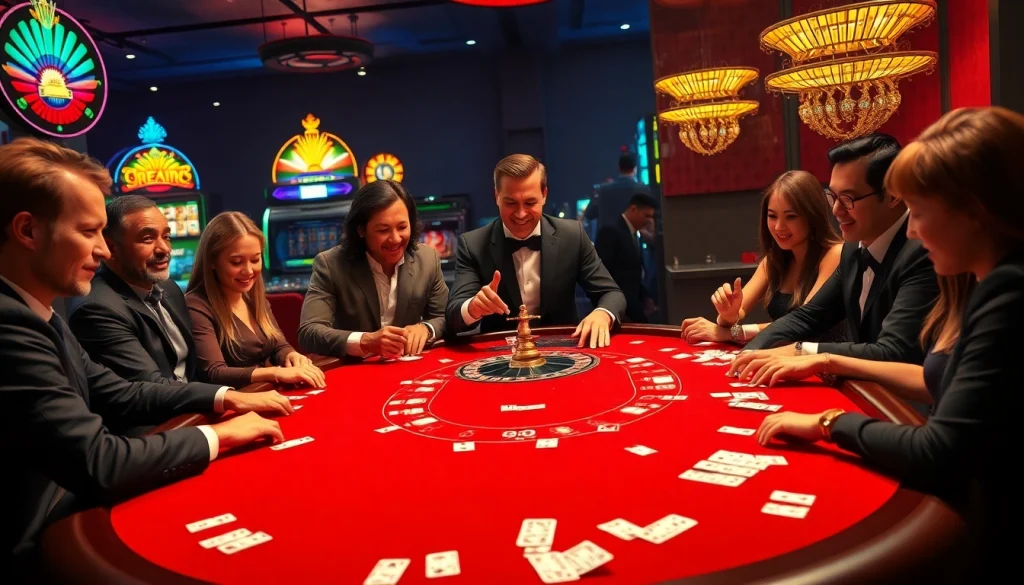 Engaged players enjoying a lively poker game at Va88's luxurious online casino.