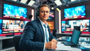 Report on current events at https://spectacle.com.ua with a dynamic newsroom backdrop.