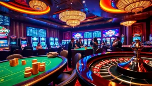 Experience thrilling betting at GO99.now with dynamic casino action featuring poker tables and slot machines.