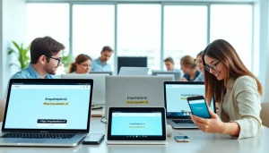 Participants earning money through surveys at https://enqueteplein.nl with various digital devices.