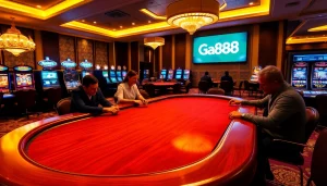 Experience high-stakes gaming at Ga888, with luxurious poker tables and vibrant slot machines.