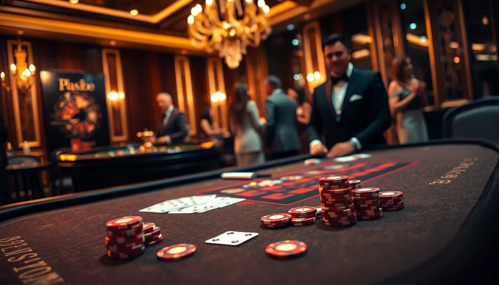 Experience the excitement of MM88 with a luxurious casino scene featuring poker and roulette.