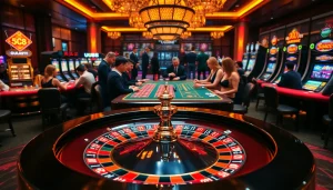 Enjoying a thrilling casino experience at uu88 with roulette, poker, and slot machines.