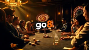 Experience the excitement of go8 casino games with luxurious tables and vibrant roulette wheels.