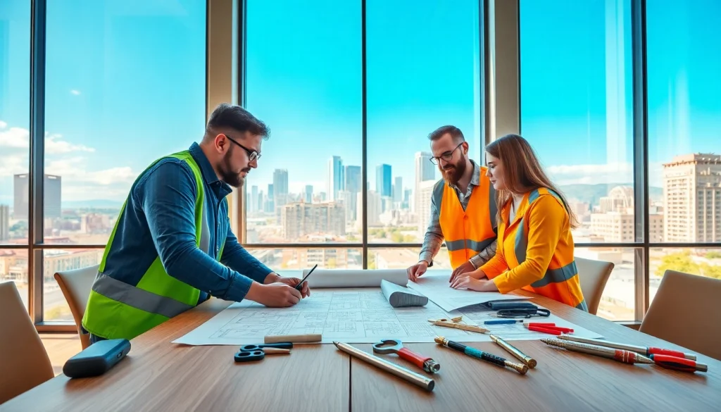 Engaged construction professionals at a construction association Colorado meeting discussing plans and strategies.