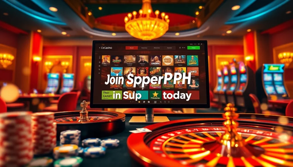 Join SuperPH today at the online casino, featuring a luxurious gaming table and vibrant atmosphere.