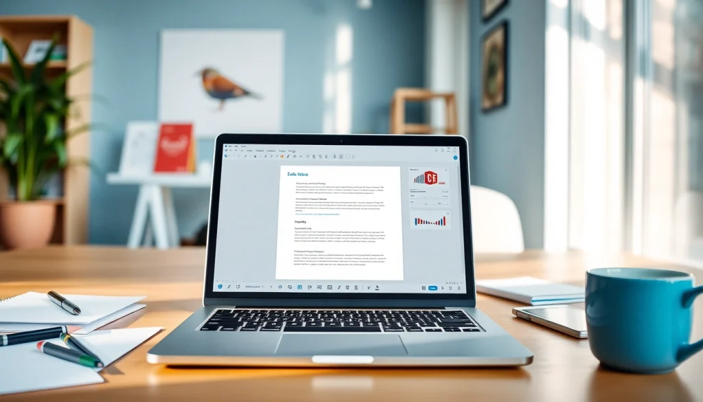 Enhance productivity with WPS下载 in a modern office setup featuring a collaborative workspace.