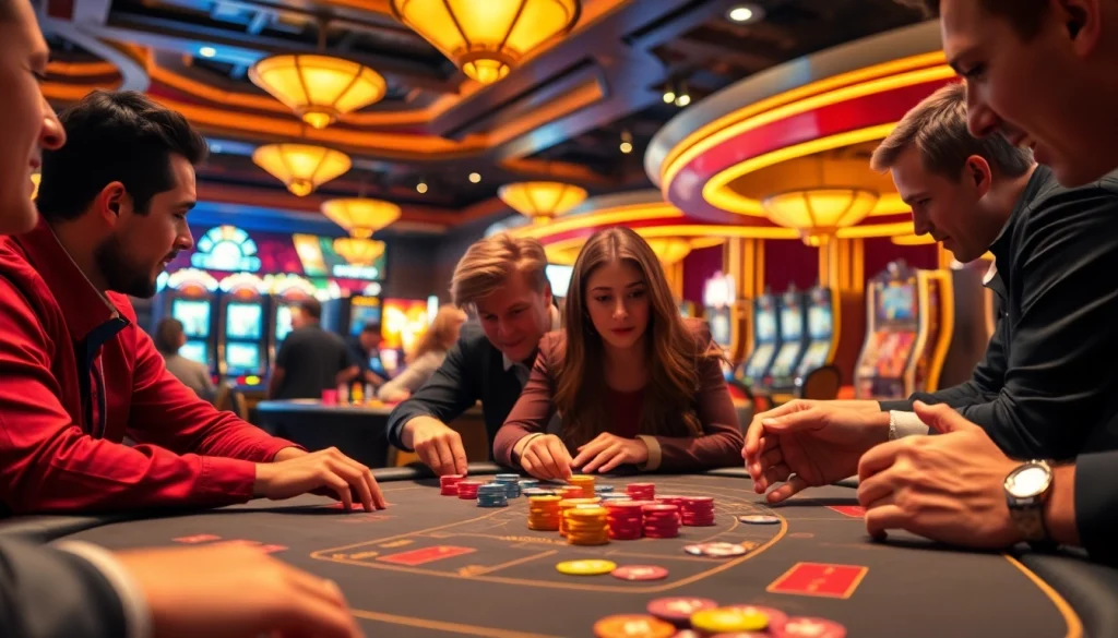 Engaged players at tables on https://casinodeets.com showcasing the excitement of casino gaming.