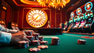 Players engaging at the KP88 casino table with poker chips and cards in play.