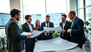 Collaborative town planning discussion at https://2020group.co.za office highlighting key project elements.