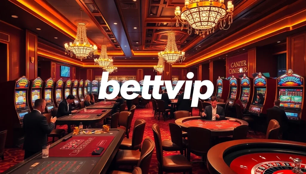 Trải nghiệm sự phấn khích của betvip khi người chơi đắm mình trong các trò chơi casino tại một địa điểm sang trọng.
