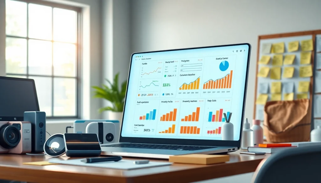 The best Amazon repricer analytics in a bright office environment with charts and products.