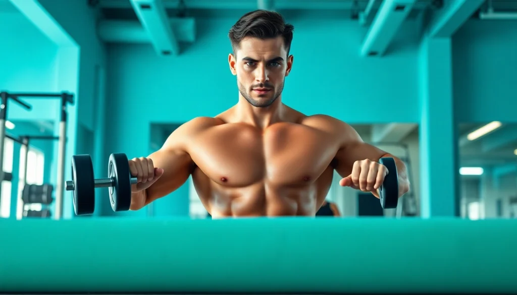 Fitness model showcasing benefits of mk677 in a dynamic gym environment.