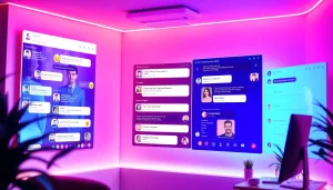 Engage in thrilling porn chat within a vibrant, modern chat room environment.