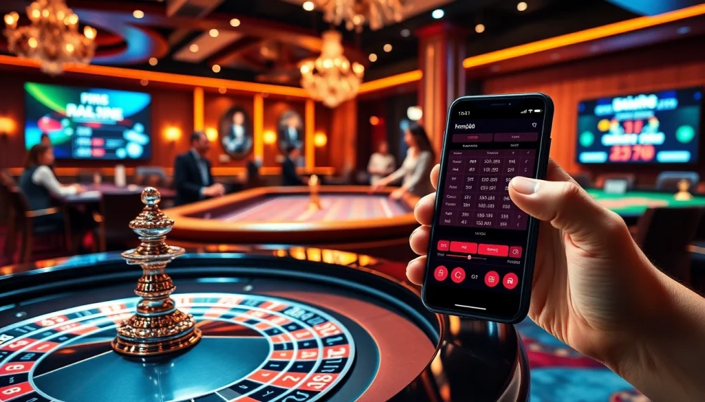 Experience the excitement of online gambling at https://mm88.observer/ with a vibrant casino scene featuring roulette and online betting.