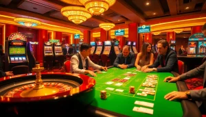 Players engaging in thrilling casino games like poker at XX88, filled with vibrant colors and excitement.