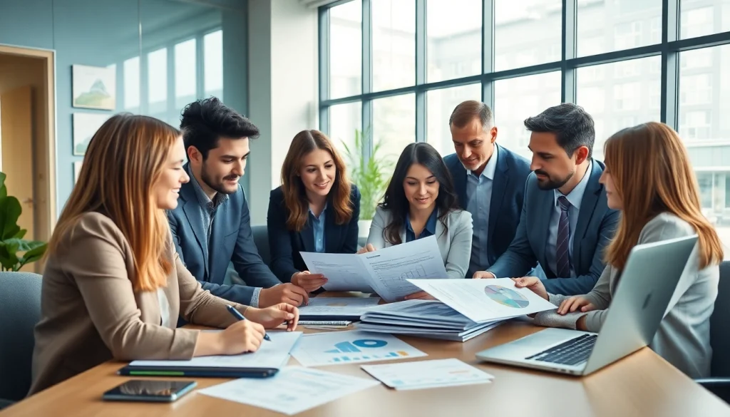 SMSF set up discussion in a professional office with financial advisors collaborating on superannuation strategies.
