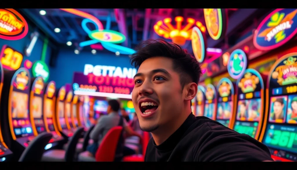 Permainan petani toto yang seru dengan elemen slot dan cahaya neon yang menakjubkan.