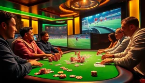 Enjoy trực tiếp bóng đá while immersing in the thrilling atmosphere of a high-end casino poker game.