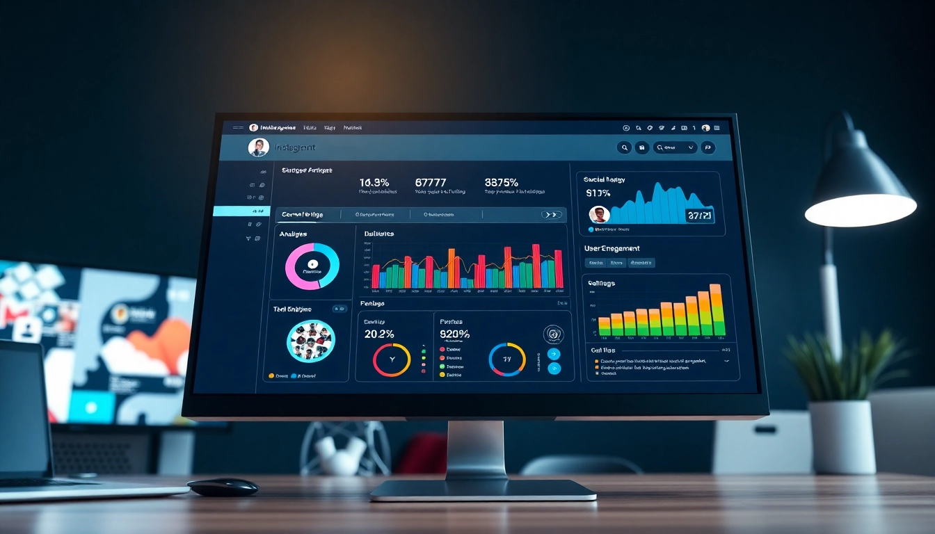 Engaging dashboard of an Instagram smm panel showing analytics and growth metrics.