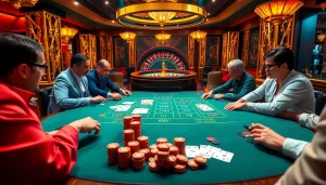 S88vip players strategizing during an intense poker game at a luxury casino table.