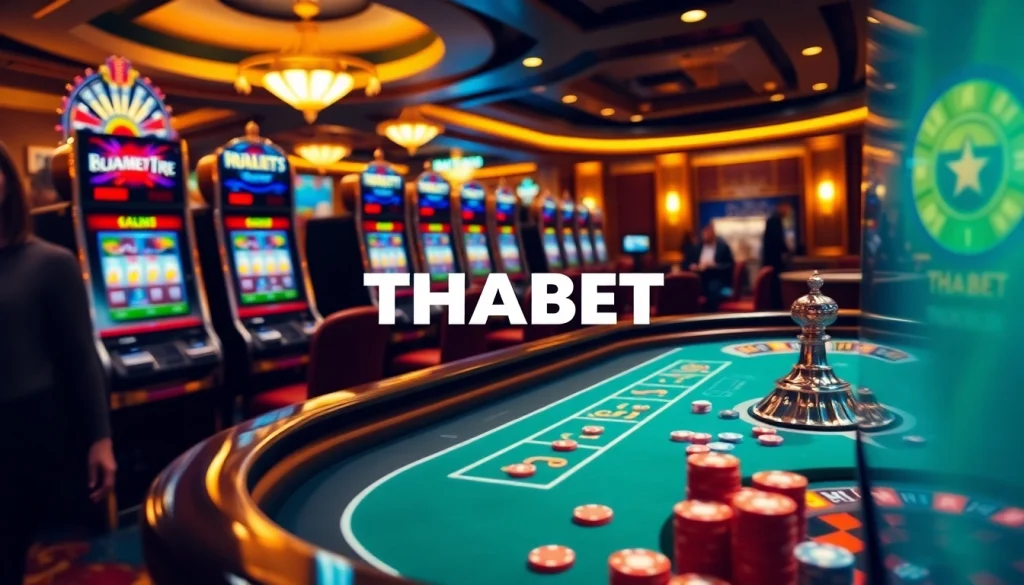 Players experiencing the excitement of THABET in a luxury casino environment with vibrant games.