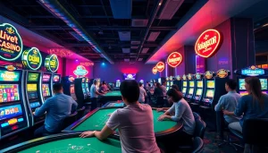 Bolagacor online casino scene with diverse players enjoying vibrant digital games.