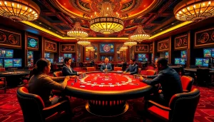 Experience a thrilling poker game at 789bet's luxurious casino table with professional players.