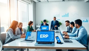 Logo ERP software enhances business efficiency in a modern office environment.