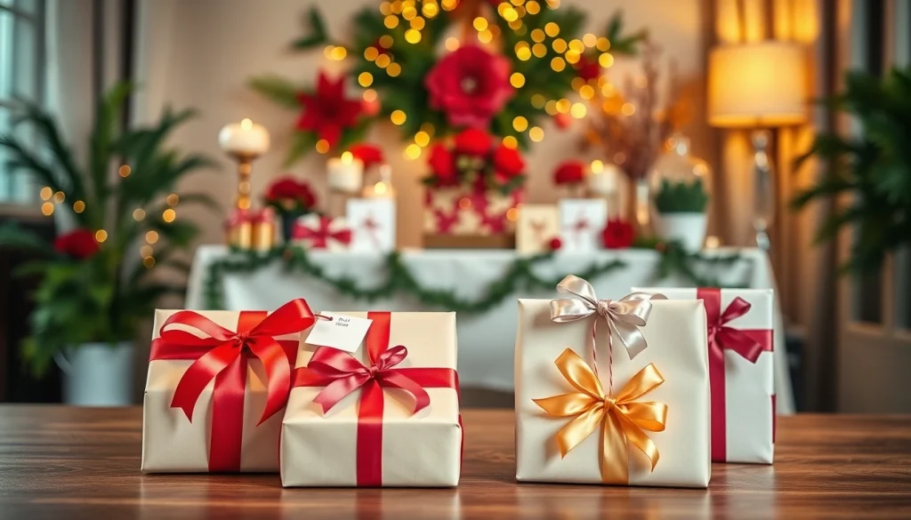 Showcase personalized gifts available at https://trevia.com for special occasions with festive decorations.