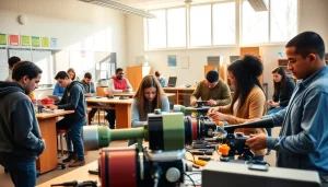Students collaborating in a Trade School Tennessee classroom, highlighting hands-on learning.