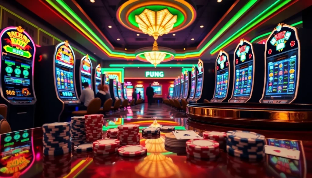 Engaging players spinning online slots, showcasing excitement and professional ambiance in a virtual casino environment.