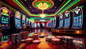 Engaging players spinning online slots, showcasing excitement and professional ambiance in a virtual casino environment.