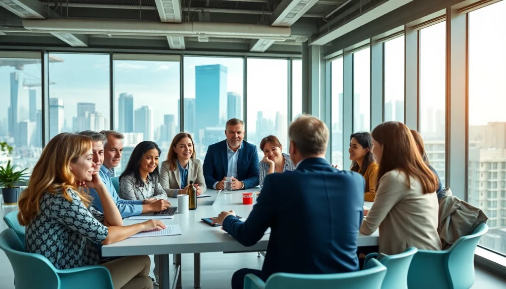 glownexis.com의 혁신적인 비즈니스 회의를 위해 토론하는 다양한 그룹의 구성원들.