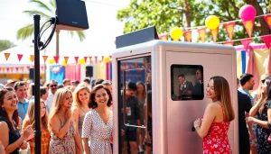 Capture joyful moments as you rent a photo booth for your special events with vibrant setups.