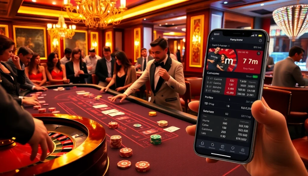 Experience intense gameplay at a 7m casino table, featuring vibrant poker chips and an electrifying atmosphere.