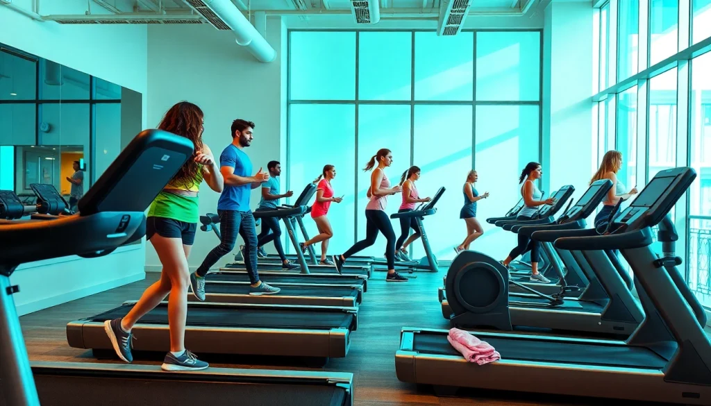 Engaging fitness scene featuring Ciapo Treadmill machines in use, showcasing high-quality exercise technology.