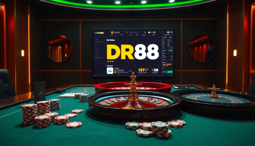 Engage in exciting online gambling at DR88 with vibrant roulette wheels and poker games.