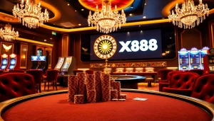 High-stakes poker at XX88 casino - vibrant roulette wheel and luxury ambiance