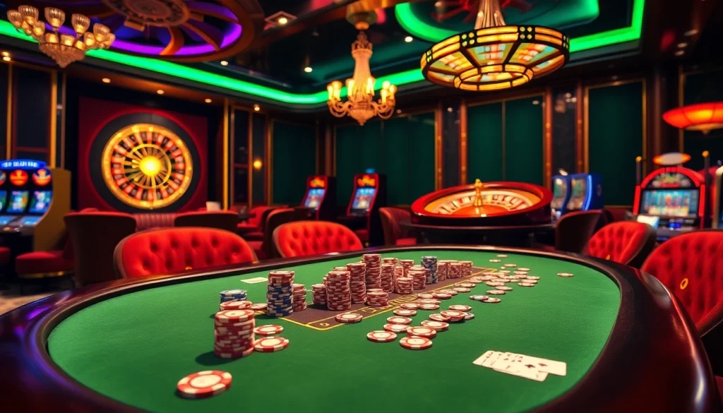 Experience the thrill of high-stakes play at gem uu88 casino with vibrant roulette and poker action.