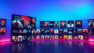 Engage with https://bandarlayarkaca21.com showcasing an array of vibrant movie posters and sleek interface.