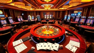 Players enjoying the excitement of 777g at a luxury casino table with vibrant colors.