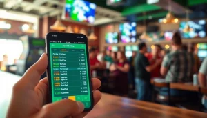 Engaging scene of sports betting sites Oklahoma showcased through dynamic mobile devices displaying odds.