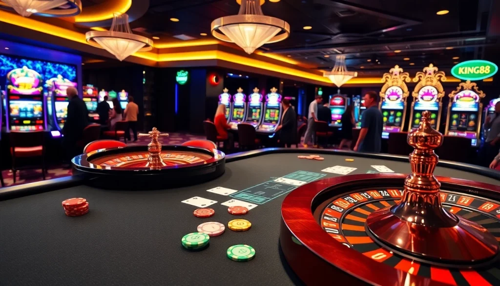Experience the thrill of gaming at king88 with vibrant casino tables and lively action.