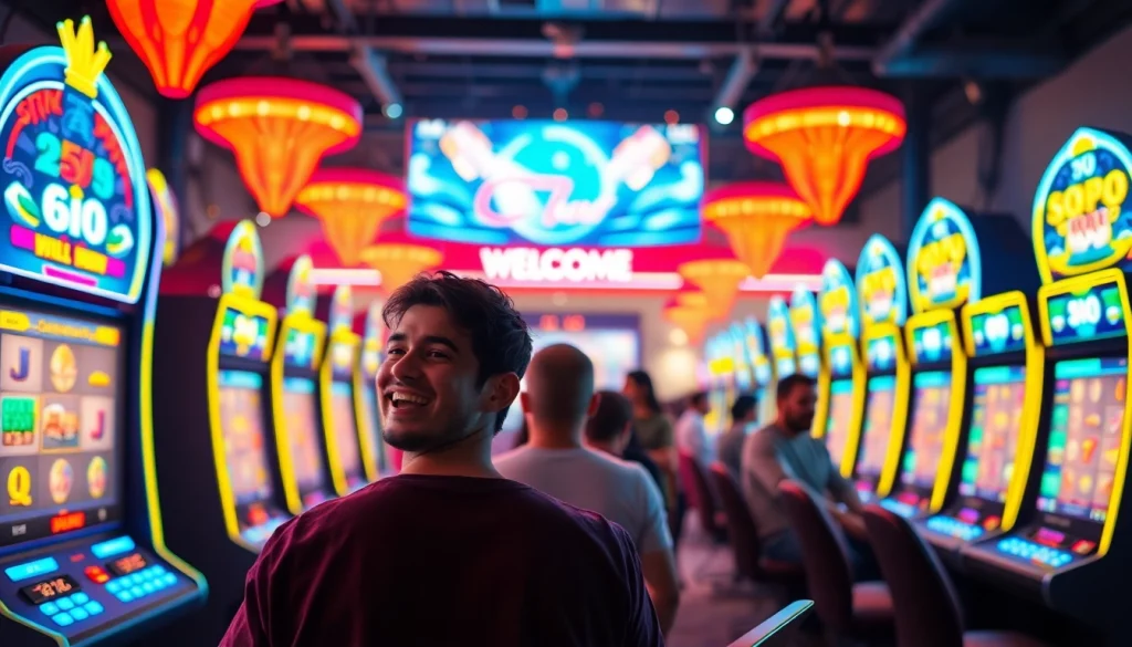 Menampilkan pengalaman bermain Istana777 yang mendebarkan di kasino online dengan mesin slot berwarna.