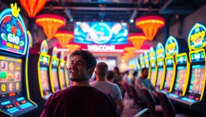 Menampilkan pengalaman bermain Istana777 yang mendebarkan di kasino online dengan mesin slot berwarna.