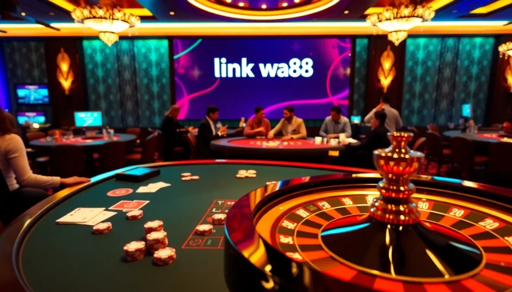 Engage with the link vao w88 at an exciting casino table filled with chips and cards.