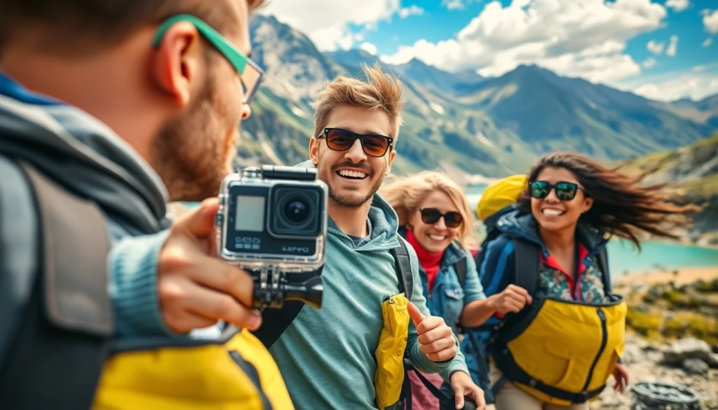 Action camera capturing outdoor adventures, showcasing dynamic moments in rugged landscapes.