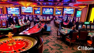 C168 com offers a vibrant casino atmosphere with players engaged in thrilling gambling activities.