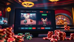 Engaging scene showcasing Đá Gà BJ38 action with dynamic betting slips and vibrant casino elements.